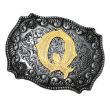 Western Cowboy Golden Initial Letter A-Z Metal Belt Buckle Men's Accessory Q