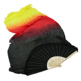 1Pair Belly Dancing Silk Fans Veils Long Folding Fan 180x90cm Black+Yellow