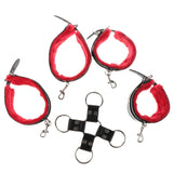 Maxbell Leather Plush Wrist Ankle Cuffs Set Cross Band Handcuff Role Play Toy Red