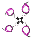 Maxbell Leather Plush Wrist Ankle Cuffs Set Cross Band Handcuff Role Play Toy Purple