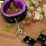 Maxbell Leather Plush Wrist Ankle Cuffs Set Cross Band Handcuff Role Play Toy Purple