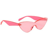 Women Retro Transparent Cat Eye Sunglasses Rimless Eyewear Candy Colored Pink