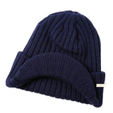 Men's Winter Warm Visor Brim Beanie Knit Baseball Cap Skull Hat Navy