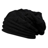 Unisex Winter Knitting Wool Warm Beanie Hat Stretch Cuffed Skull Ski Cap Black