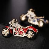 Fashion Delicate Rhinestone Enamel Motorcycle Brooch Pin Men Jewelry Red