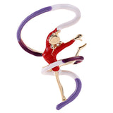 Max Fashion Enamel Brooch Pin Dancing Girls Design Lapel Pin Jewelry Red