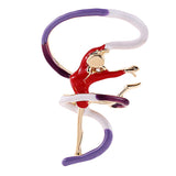 Max Fashion Enamel Brooch Pin Dancing Girls Design Lapel Pin Jewelry Red