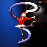 Max Fashion Enamel Brooch Pin Dancing Girls Design Lapel Pin Jewelry Red