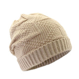 Winter Warm Cable Knit Beanie Hats Baggy Slouchy Skull Ski Cap Beige