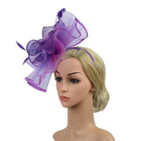 Vintage Ladies Floral Fascinator Headband Hair Clip Derby Hat Purple