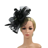 Vintage Ladies Floral Fascinator Headband Hair Clip Derby Hat Black