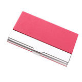 Max Business Name Card Holder Luxury PU Leather&Stainless Steel Card Case Red