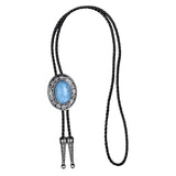 Celtic Natural Stone Western Novelty Rodeo Bolo Tie Leather Necktie Necklace Blue