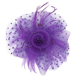 Womens Bridal Feather Fascinator Cocktail Party Hats Headpieces Headbands Purple