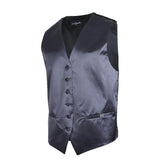 Men's Formal Slim Fit Suit Vest Business Solid Tuxedo Waistcoat XL Gray