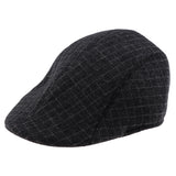 Men's Classic Wool Blend Flat Cap Ivy Gatsby Newsboy Cabbie Driving Hat Black