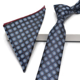 Max Men's Jacquard Tie Necktie Hanky Handkerchief Set Wedding Business Neckwear 7