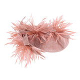 Sinamay Fascinator Pillbox Top Hat Cocktail Tea Party Feather Headwear Pink