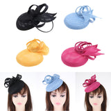 Sinamay Fascinator Hat Feather Party Pillbox Hat Flower Derby Hat for Women Black