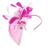 Women Lady Bridal Feather Fascinator Cocktail Party Hats Headpieces Headband Rose Red