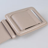 Max Womens Chic Waistband Wide Cinch Belt with Fashion Metal Square Buckle Beige