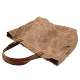 Max Women's Waxed Canvas Waterproof Shoulder Bag Large Capacity Tote Bag Khaki