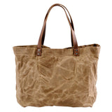 Max Women's Waxed Canvas Waterproof Shoulder Bag Large Capacity Tote Bag Khaki