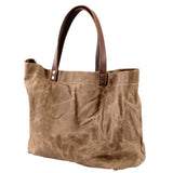 Max Women's Waxed Canvas Waterproof Shoulder Bag Large Capacity Tote Bag Khaki