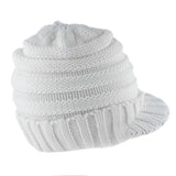 Women Winter Beanie Hat Warm Knit High Bun Ponytail Beanie Hat White