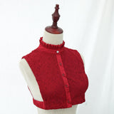 Lady Lace Chiffon Fake False Collar Detachable Half Shirt Dicky Collar Red