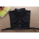 Women Chiffon Fake Half Shirt False Collar Detachable Blouse Faux Collar Tie Black