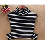 Chic Stripe Turtleneck Collar Cotton Winter Dickey False Fake Collar