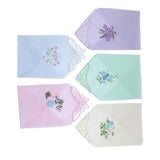 Max Women Ladies Cotton Floral Embroidery Handkerchiefs Lace Hankie Set of 5