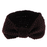 Bow Turban Knitted Headwrap Hair Band Winter Ear Warmer Headband Coffee