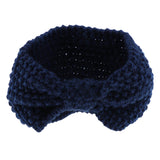 Bow Turban Knitted Headwrap Hair Band Winter Ear Warmer Headband Blue