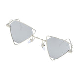 Vintage Anti-UV Triangle Sunglasses Shades Metal Frame Glasses Eyewear Silver