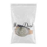 Max Men's Western Cowboy Leather Belt Indian Warrior Chief Head Buckle Brown