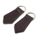 2x Real Leather Zipper Pull Tabs Tags Zip Puller Replacement Handbag Repair Coffee