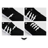 16 Pieces/set Bat No Tie Shoelaces Elastic Silicone Sneaker Laces White