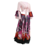 Belly Dance 25 Yard Tribal Gypsy Maxi Skirt Halloween Dancing Costumes Pink