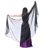 Maxbell Belly Dance Chiffon Veil Shawl Scarf Sequins Trim Hip Wrap Scarves Black