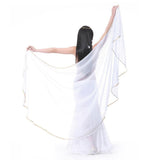 Belly Dance Chiffon Veil Shawl Scarf Sequins Trim Hip Wrap Scarves White