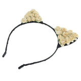 Max Paper Flower Cat Ears Party Women Girls Kids Headband Fancy Dress Beige