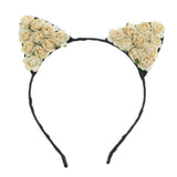 Max Paper Flower Cat Ears Party Women Girls Kids Headband Fancy Dress Beige