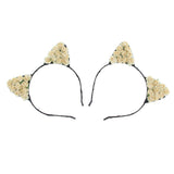 Max Paper Flower Cat Ears Party Women Girls Kids Headband Fancy Dress Beige
