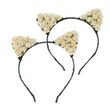 Max Paper Flower Cat Ears Party Women Girls Kids Headband Fancy Dress Beige
