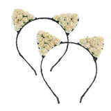 Max Paper Flower Cat Ears Party Women Girls Kids Headband Fancy Dress Beige