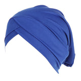 Silk Beanie Hat Scarf Chemo Cap Turban Headwear Sleep Hair Wrap Night Bonnet Blue