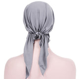 Max Pretied Silky Beanie Hat Scarf Chemo Cap Turban Head Wrap Night Bonnet Gray