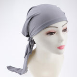 Max Pretied Silky Beanie Hat Scarf Chemo Cap Turban Head Wrap Night Bonnet Gray